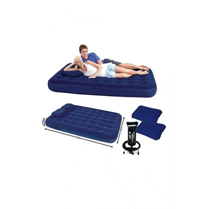 Vothoon Çift Kişilik Şişme Yatak Dahili Pompalı 203x152x22 cm 2 Yastıklı
