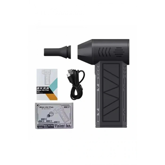 Turbo Jet 160000 RPM Taşınabilir Şarjlı Hava Üfleyici 2x5000 mAh Bataryalı Mini Fan