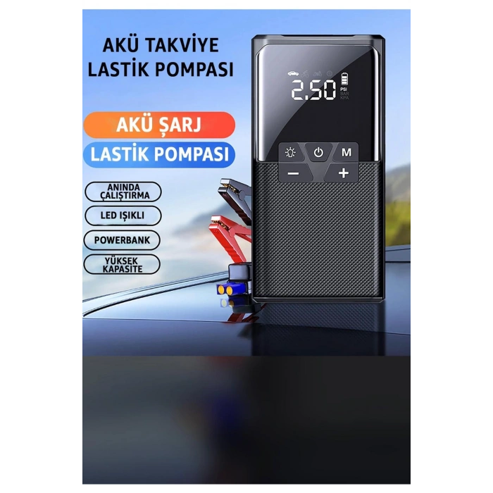 Vothoon12000 mAh Akıllı Akü Takviye ve Dijital Hava Pompası Akım Korumalı