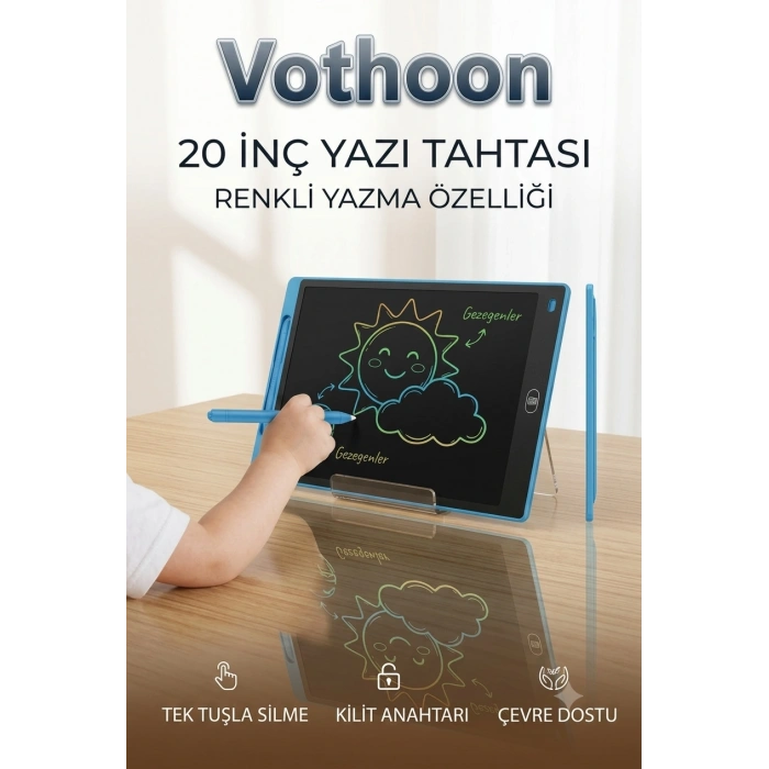 20 Inc Renkli Lcd Grafik Dijital Kalemli Çizim Tableti Yazı Tahta Not Yazma Eğitim Tableti