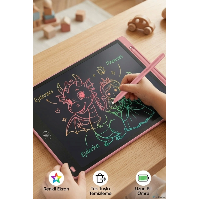 20 Inc Renkli Lcd Grafik Dijital Kalemli Çizim Tableti Yazı Tahta Not Yazma Eğitim Tableti