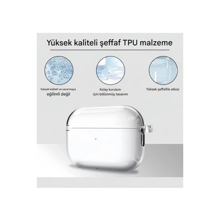 Airpods Pro 3. Nesil ile Uyumlu Şeffaf Cyrstal Clear Ultra Berrak Kılıf ( Kulaklık Değildir )