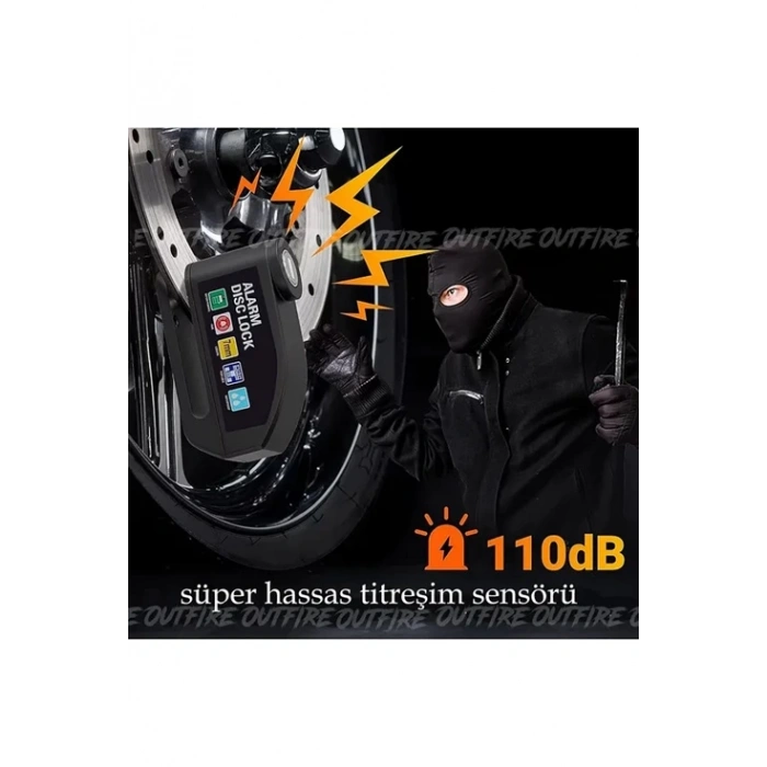 Alarmlı Disk Kilidi Motorsiklet Scooter Bisiklet Sesli Alarm 110 Desibel Yüksek Ses