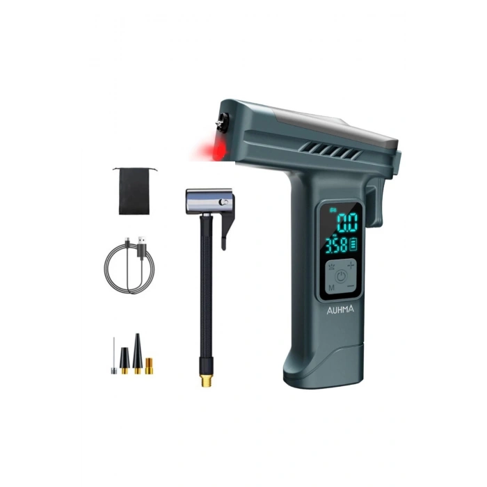 Araba Hava Pompası 4’ü 1 Arada: Kompresör + Cam Kırıcı + Kemer Kesici + LED Işık Şarjlı 4000mAh Araç Kompresörlü