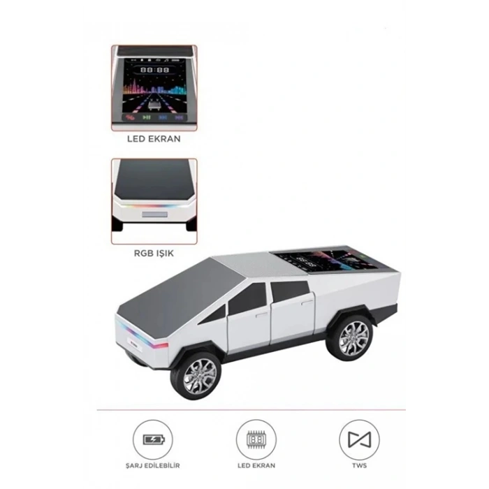 D68 Cyber Model Araba Tasarımlı Bluetooth Hoparlör 15W Güçlü Ses RGB LED /TWS/USB
