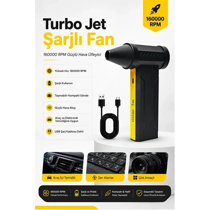 F16 Turbo Jet Fan 160.000RPM Motorlu Elektrikli Hava Kompresörü Taşınabilir Yüksek Basınçlı Hava Üfleyici 4 Kademeli