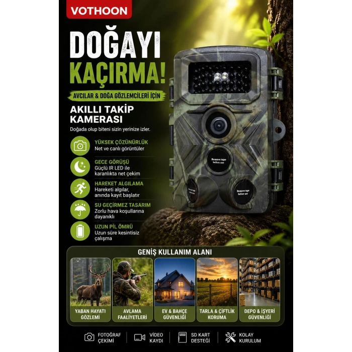 Fotokapan Kamera 3 Sensör 16mp Full Hd 1080p Gece Görüşlü 2 Inç Lcd Ekran