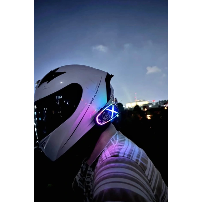 Helmet Graffiti Motor Kask Kulaklık RGB Modlu Su Geçirmez 6.0 Bluetooth Intercom Yenı Model