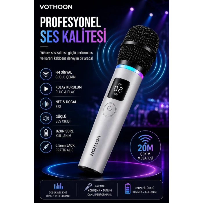 Kablosuz Karaoke Çift Mikrofon 6.5 mm Sahne Parti Düğün Aktivite Amfi Hoparlör