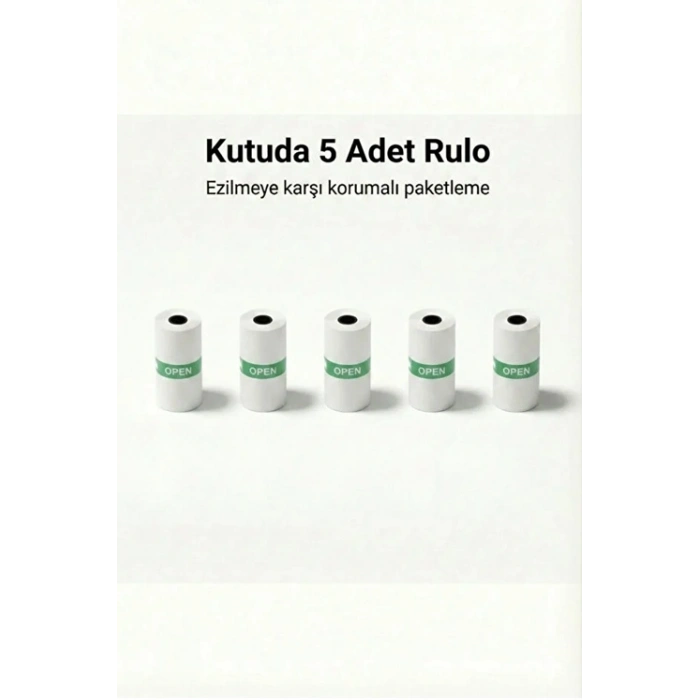 Kendinden Yapışkanlı Çocuk Kamera Baskı Kağıdı, 5li Rulo 57X25MM Baskı Termal Kağıt Rulo