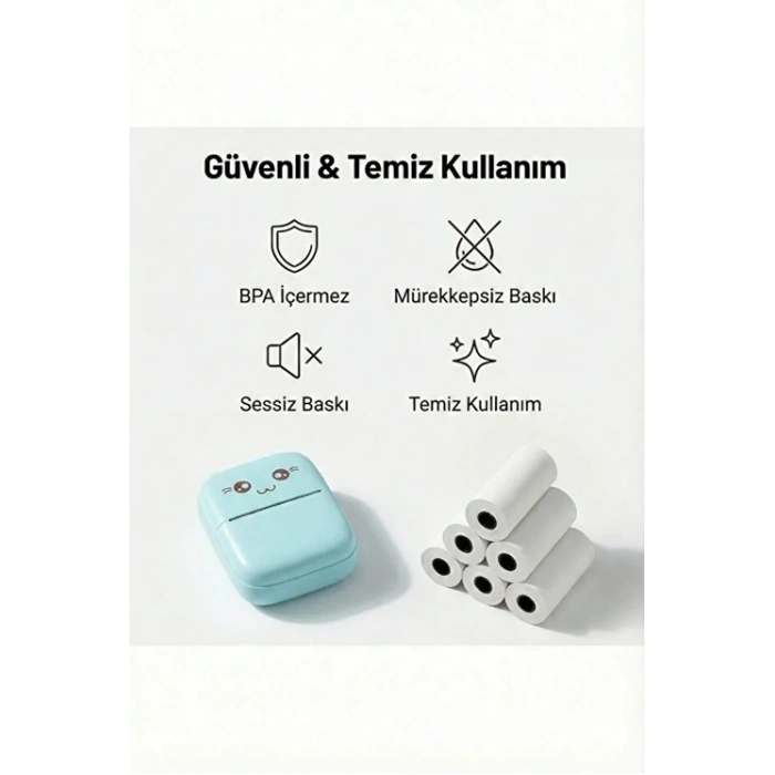 Kendinden Yapışkanlı Çocuk Kamera Baskı Kağıdı, 5li Rulo 57X25MM Baskı Termal Kağıt Rulo