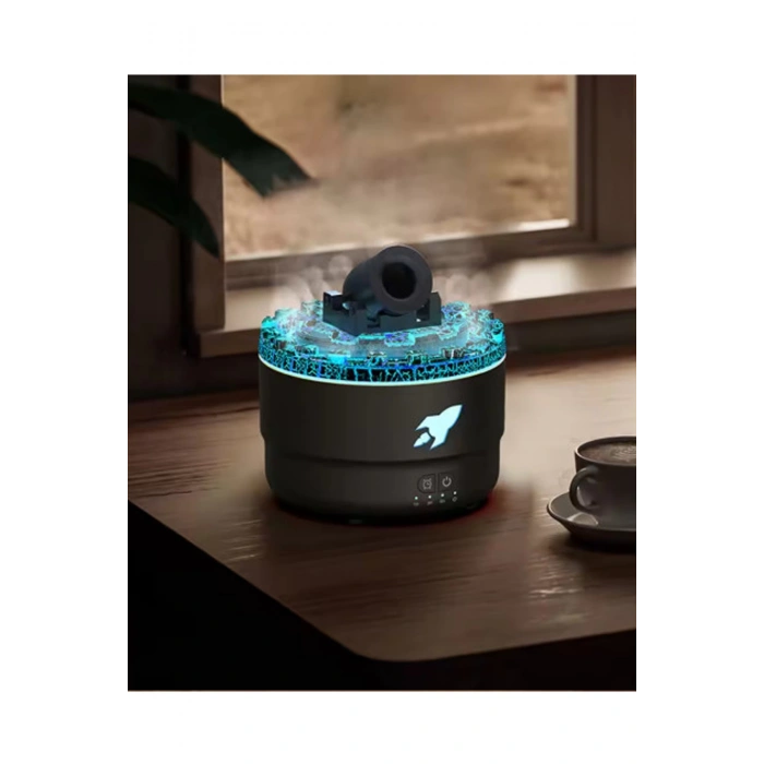 Lav Efektli Kale Topu Şekilli Ultrasonik Işıklı Hava Nemlendirici Beyaz