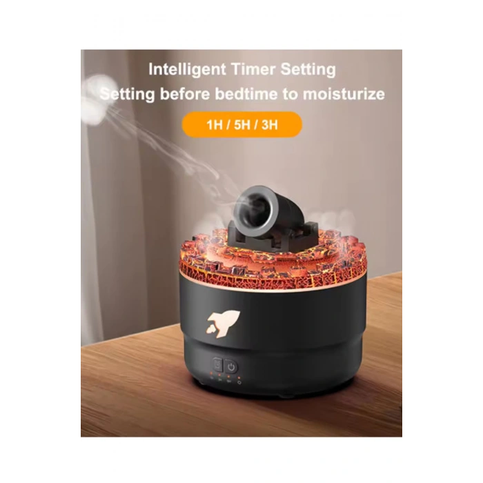 Lav Efektli Kale Topu Şekilli Ultrasonik Işıklı Hava Nemlendirici Beyaz