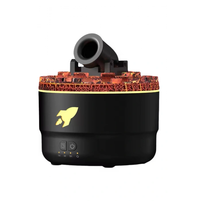 Lav Efektli Kale Topu Şekilli Ultrasonik Işıklı Hava Nemlendirici Siyah