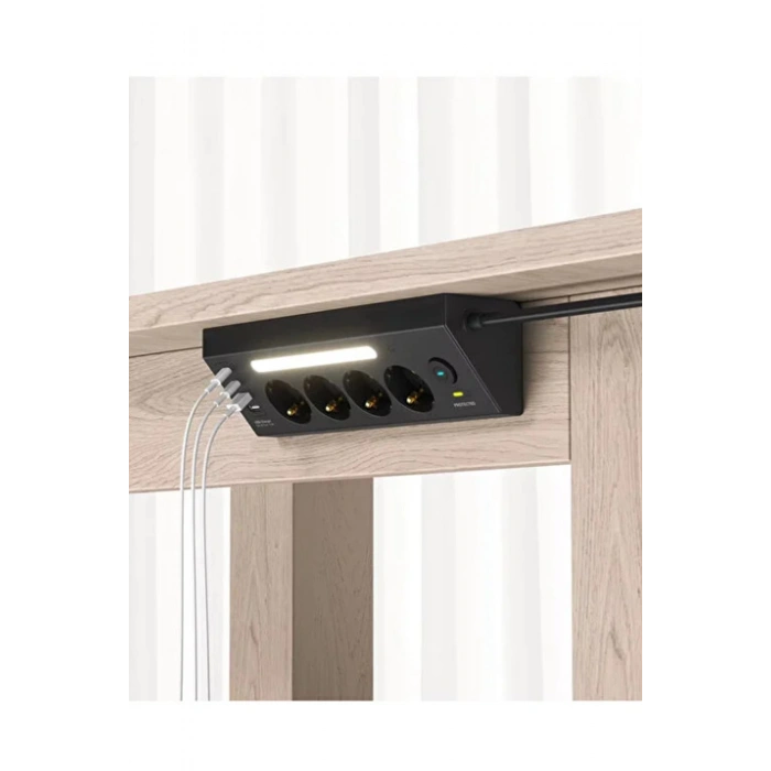 LP764 Çoklu Gece Lambalı Priz Yüksek Gerilim Korumalı 4LÜ Priz 2XUSB 2XType-C Çıkışlı Grup Priz Çoğaltıcı