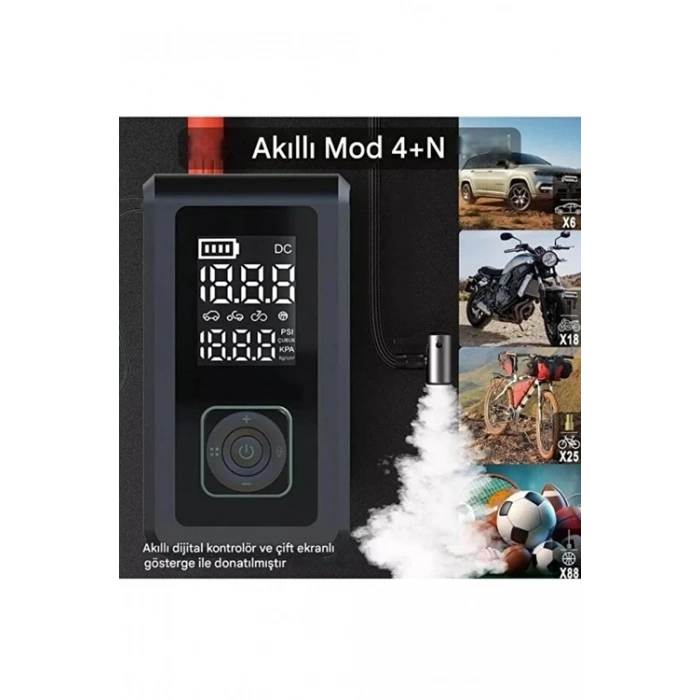 Multi Function Jump Starter Şarjlı Lastik Şişirme Pompası Akü Takviye Acil Durum Led Işık Powerbank