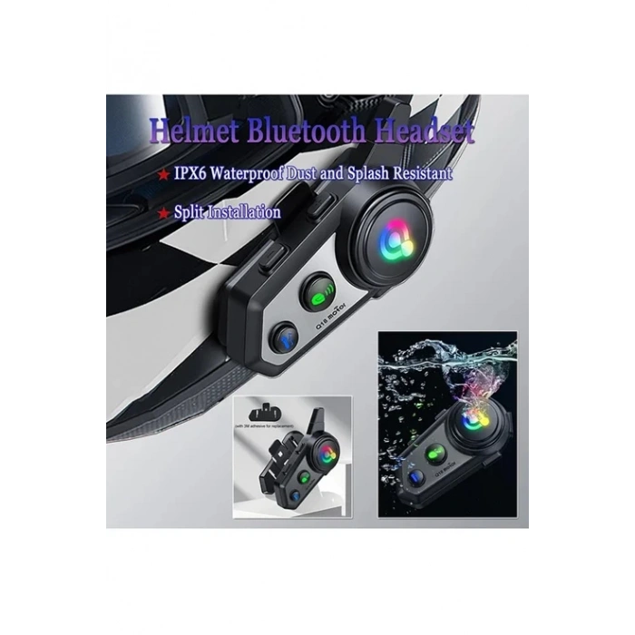 Q18 Motosiklet Kask Kulaklık Intercom Işıklı 2 Eşleşme Özellikli 1000 Mah