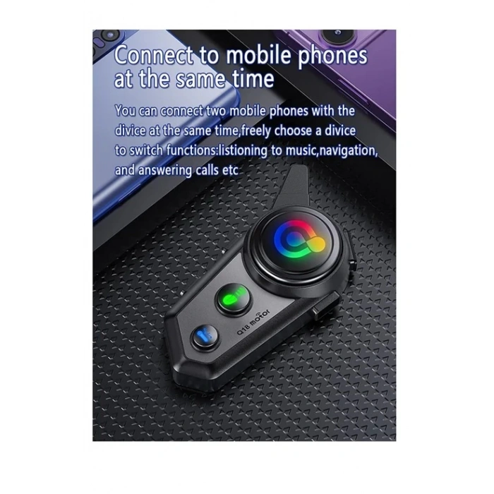 Q18 Motosiklet Kask Kulaklık Intercom Işıklı 2 Eşleşme Özellikli 1000 Mah