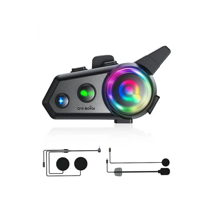 Q18 Motosiklet Kask Kulaklık Intercom Işıklı 2 Eşleşme Özellikli 1000 Mah