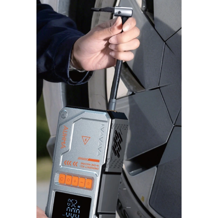 Şarjlı 10.000 mAh Akım Korumalı Taşınabilir Çanta Araç Akü Şarj Takviyeli Işıklı Hava Kompresörü Powerbankli