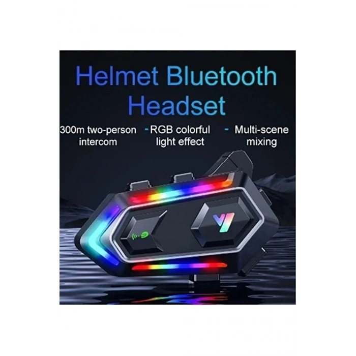 V20 Max Motor Kask Kulaklık RGB Bluetooth Motosiklet Kulaklık Intercom 2 Kişi 300 Metre Eşleşme