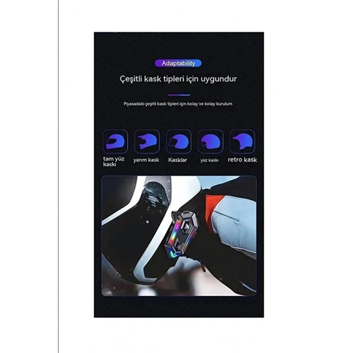 V20 Motor Kurye Kask Kulaklık RGB Modlu Bluetooth Motosiklet Kulaklık 5.3 Bluetooth Intercom