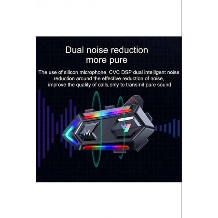 V20 Motor Kurye Kask Kulaklık RGB Modlu Bluetooth Motosiklet Kulaklık 5.3 Bluetooth Intercom