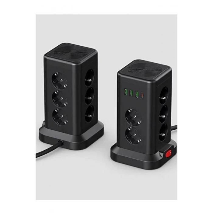 WP711 Akım Korumalı Priz Kablosuz Şarj İstasyonu 11x Soket 3x USB 1xType-C Kablolu Grup Priz