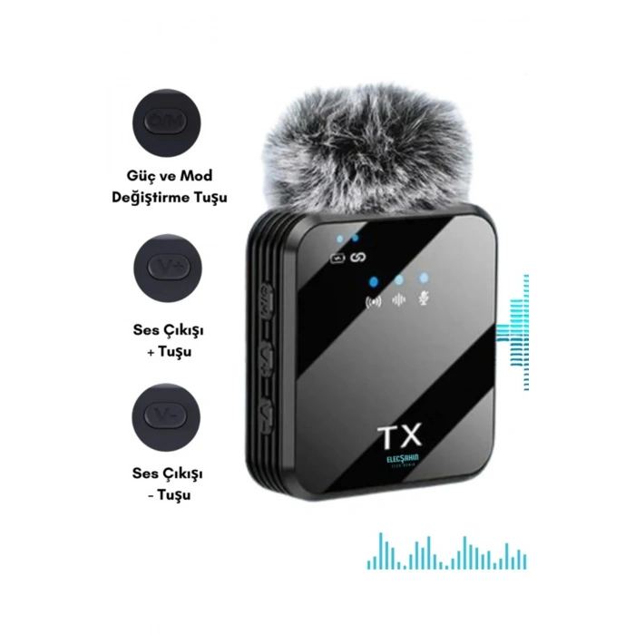 Yüksek Kalite Profesyonel 3 In 1 Kablosuz Taşınabilir Yaka Mikrofonu Tüylü