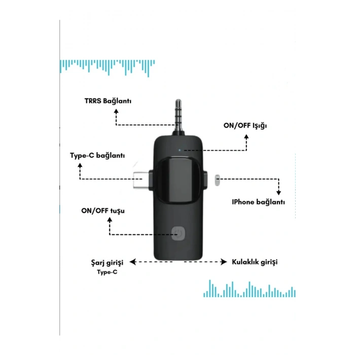 Yüksek Kalite Profesyonel 3 In 1 Kablosuz Taşınabilir Yaka Mikrofonu Tüylü
