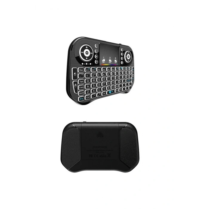 ZK-08 RGB Işıklı Mini Kablosuz Klavye Touchpad Bluetooth ve 2.4G Smart TV Kumandası