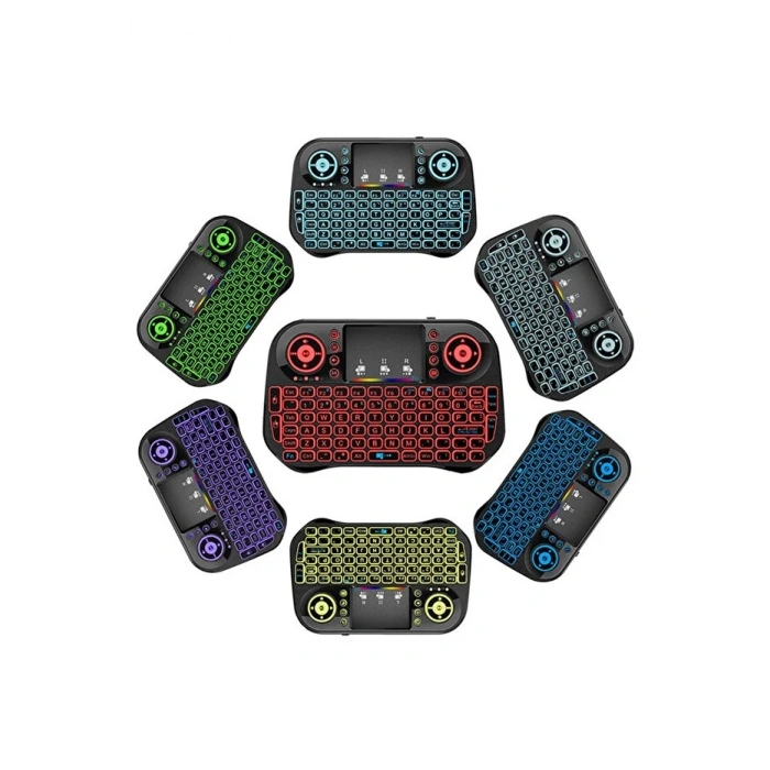 ZK-08 RGB Işıklı Mini Kablosuz Klavye Touchpad Bluetooth ve 2.4G Smart TV Kumandası