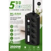 5’li Akım Korumalı Priz 2500W | 2 USB + 2 Type-C Hızlı Şarj | LED Gece Lambalı | Dokunmatik Anahtarlı siyah