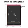 20 Inc Renkli Lcd Grafik Dijital Kalemli Çizim Tableti Yazı Tahta Not Yazma Eğitim Tableti Siyah