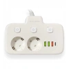 Akım Korumalı 2li Ayrı Anahtarlı Priz, 2x Priz, 3x USB, 1x Type-C, 2 mt Kablo, Hızlı Şarj