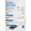 Bkl-502 Akım Korumalı 2Li Priz 2 USB ve 2 Type-C Çıkış 4000W Hızlı Şarj Duvar Tipi Dokunmatik Led Aydınlatmalı