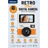 Retro Mini Dijital Kamera 1080P 1.47 İnç Flip Ekranlı Flaşlı Selfie Vlog Kamerası 4GB SD Hediyeli