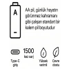Type-C Şarjlı 2800MWH 1.5V Şarj Edilebilir 2li AA5 Kalın Pil - Lityum Iyon Batarya