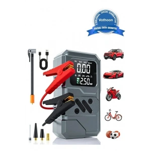 St-9654 Şarjlı 10.000 Mah Taşınabilir Araç Hava Kompresörü Akü Takviyeli Dijital Ekranlı Işıklı