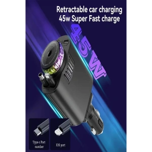 Led Işık Aydınlatmalı 45W Hava Nemlendirici 51 Arada Şarj Cihazı Araç İçi Çakmaklık Şarj Aleti