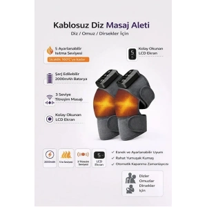 2 Adet Şarjlı Isıtmalı Diz Masaj Aleti – Titreşimli Fizyoterapi Dizlik | Diz Omuz Kol Bacak