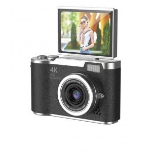 4K Dijital Retro Video Kamera 48MP 18X Zoom Flaşlı (32GB) Kart Dijital Vlog Fotoğraf Makinesi TÜRKÇE