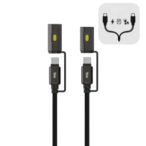 LED Fener ve Alevsiz Çakmak Fonksiyonlu Type-C Şarj ve Data Kablosu 120 cm Siyah