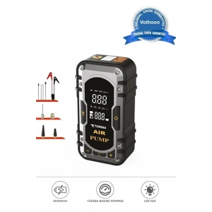 8000 Mah Taşnabilir Dijital Ekranlı Araç Akü Takviyeli,Powerbank,Işıklı Oto Hava Kompresörü