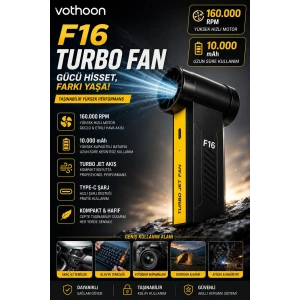 F16 Turbo Jet Fan 160.000RPM Motorlu Elektrikli Hava Kompresörü Taşınabilir Yüksek Basınçlı Hava Üfleyici 4 Kademeli