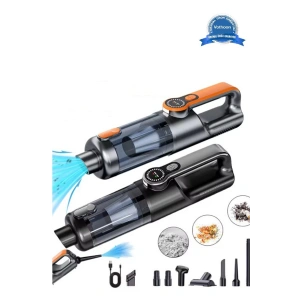 Işıklı Araç Süpürgesi Kablosuz 22.000 Pascal Çekim Gücü Vakum ve Üfleme 2in1 10Başlık Metal Filtreli