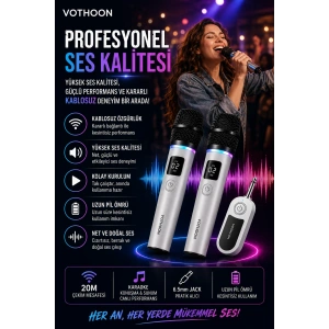 Kablosuz Karaoke Çift Mikrofon 6.5 mm Sahne Parti Düğün Aktivite Amfi Hoparlör