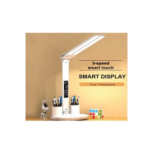 LED Dokunmatik Katlanabilir Masa Lambası Takvim Sıcaklık Saat Şarjlı Masa Lambası
