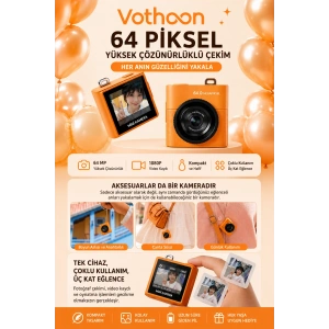 Mini Dijital Kamera 64MP 16x Digital Zoom Retro Vintage 1.4Ekranlı Video Kamera Taşınabilir Tasarım