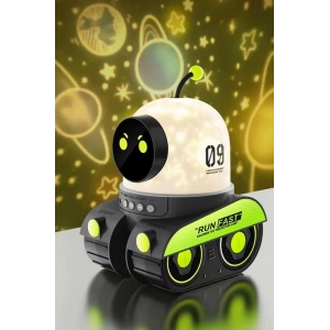 Robot Projeksiyon Gece Lambası Hoparlörlü Şarjlı Yıldızlı Gökyüzü Temalı LED Projeksiyon Lambası
